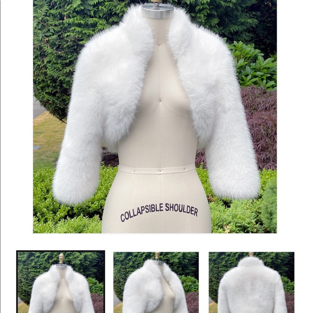 Alex bridal ivory fur bolero shrug jacket